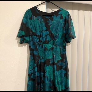 Floral Long Turquoise/Blue Dress